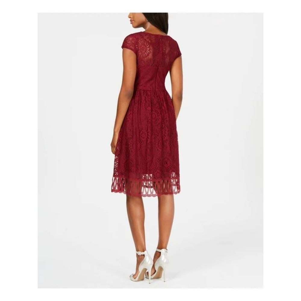 Kensie Women’s Maroon Cap Sleeve Knee Length Fit + Flare Dress Size 2 - Picture 2 of 11